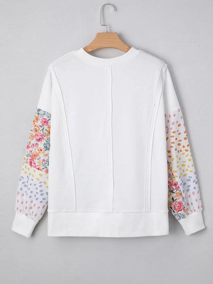 Trendsi Floral Print Long Sleeve Sweatshirt