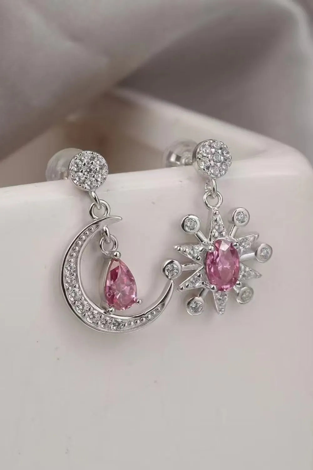 1 Carat Moissanite 925 Sterling Silver Moon & Star Earrings Easy Apparels