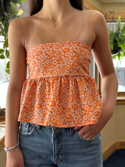 Trendsi Tie Back Tube Top Orange