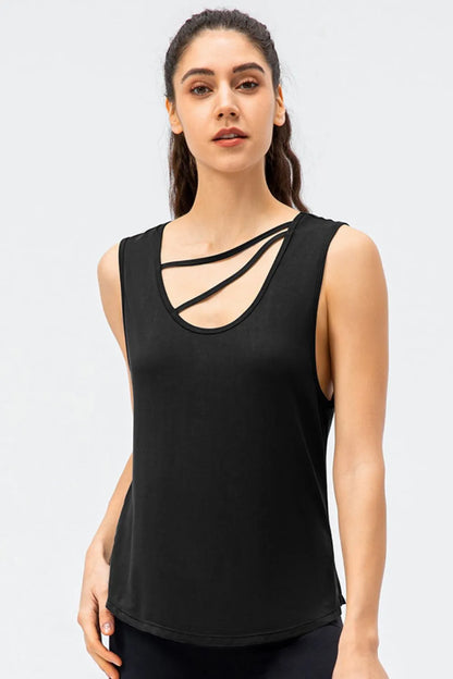 Cutout Reversible Active Tank Black Easy Apparels