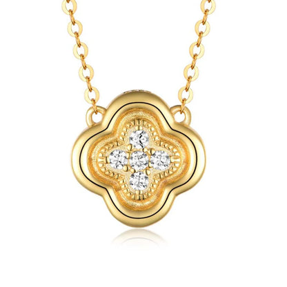 925 Sterling Silver Moissanite Leaf Clover Necklace Easy Apparels