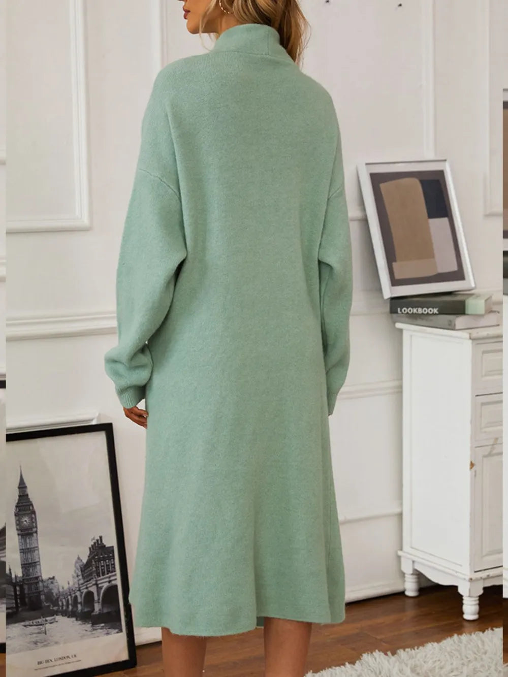 V-Neck Cami Dress and Open Front Cardigan Sweater Set Easy Apparels