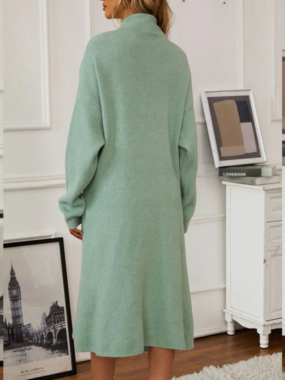 V-Neck Cami Dress and Open Front Cardigan Sweater Set Easy Apparels