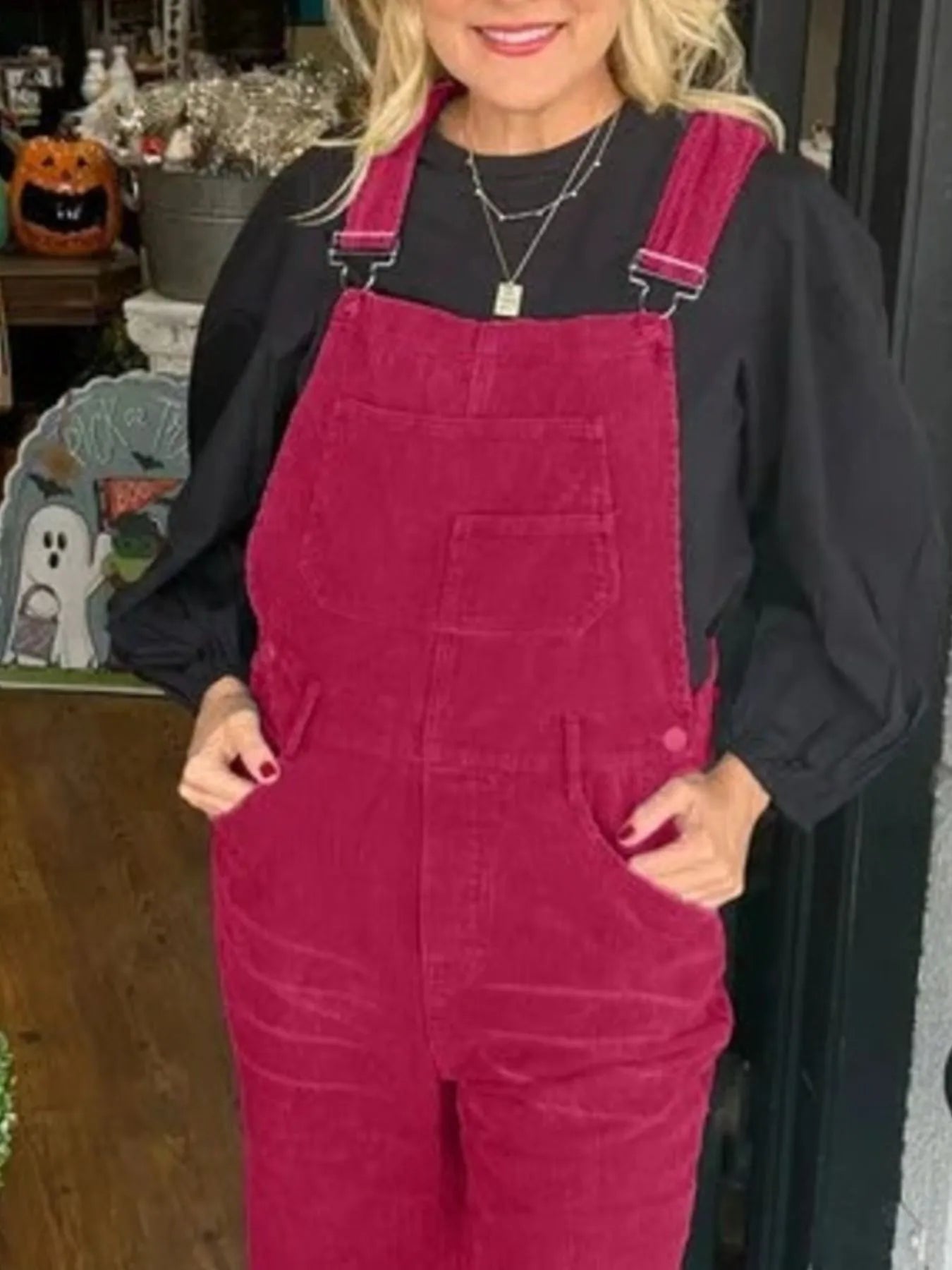 Distressed Wide Leg Corduroy Overalls Easy Apparels