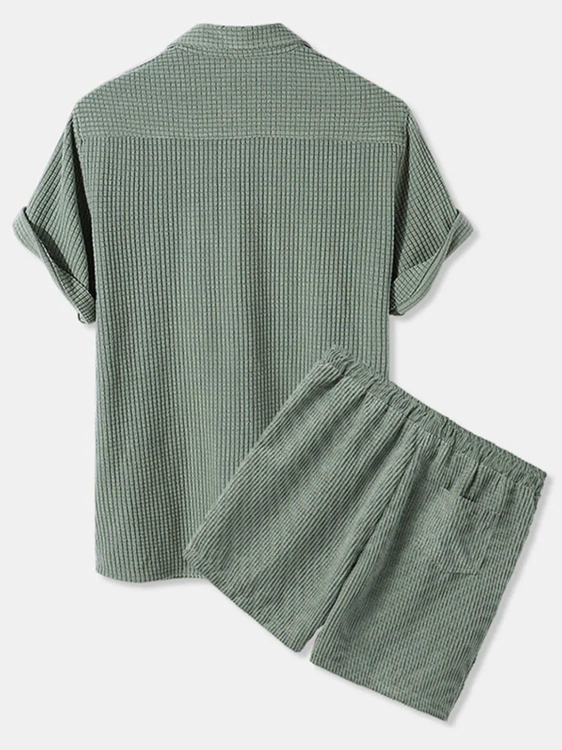 Men's Full Size Button Detail Short Sleeve Top and Shorts Set Plus Size Easy Apparels