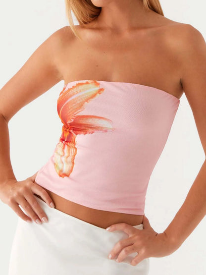 Trendsi Flower Tube Top Pink