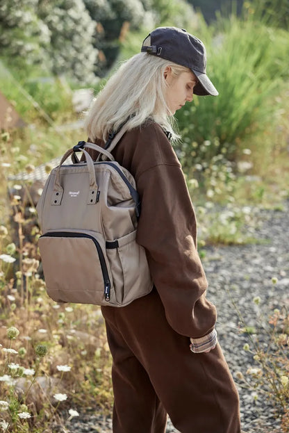Himawari Waterproof and Anti-Theft Nylon Backpack Bag Khaki One Size Easy Apparels