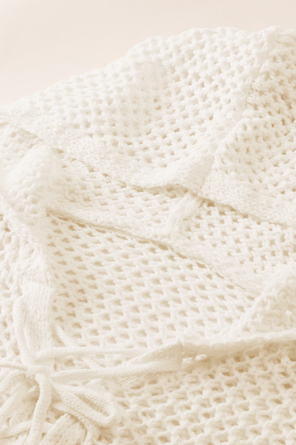 Openwork Lace-Up Hooded Sweater Easy Apparels