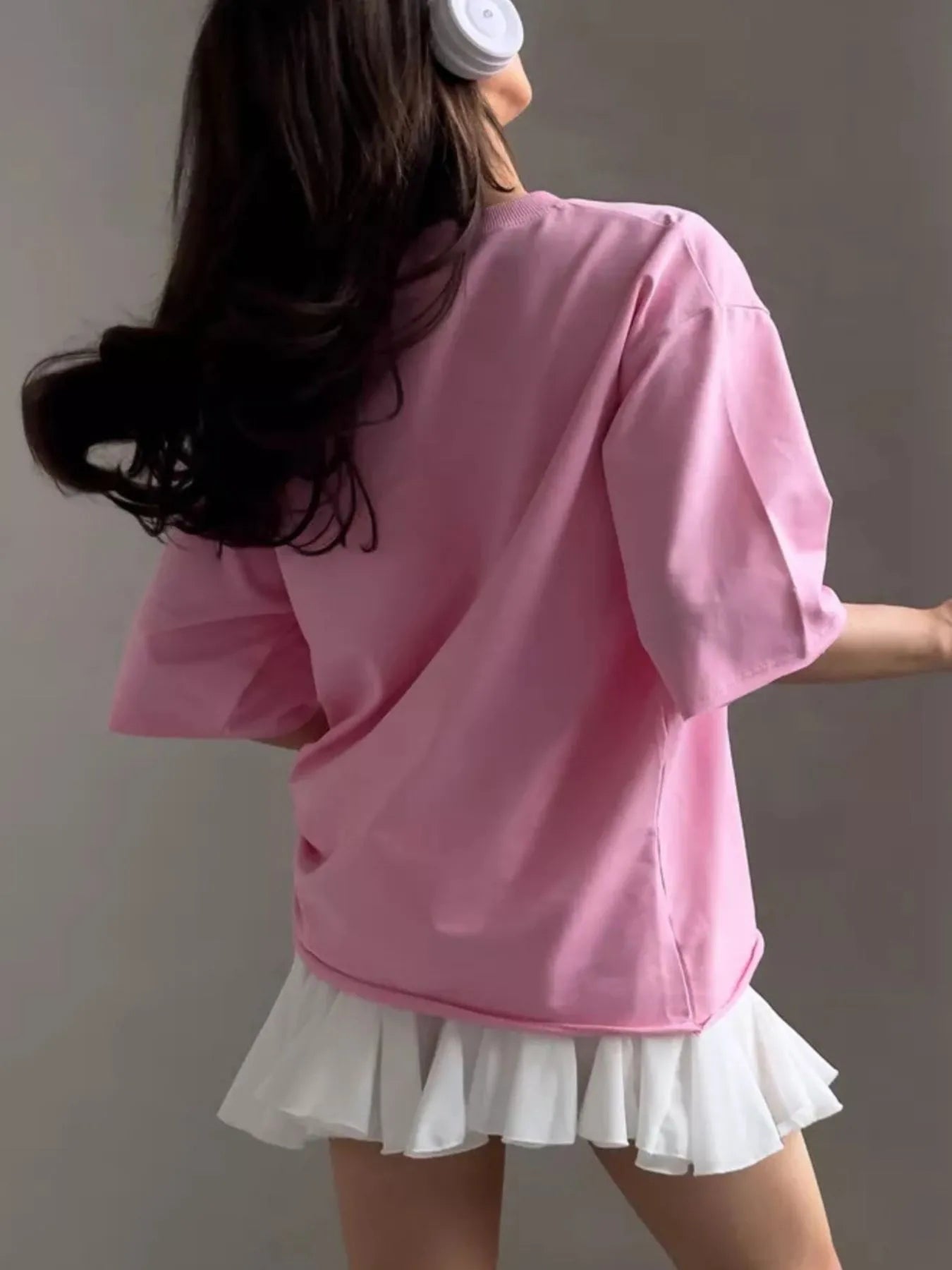 Trendsi Round Neck Half Sleeve Oversized T-Shirt