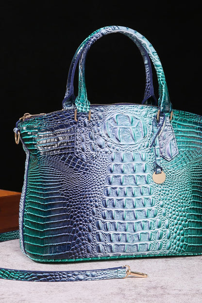 Gradient PU Leather Handbag Green Blue One Size Easy Apparels