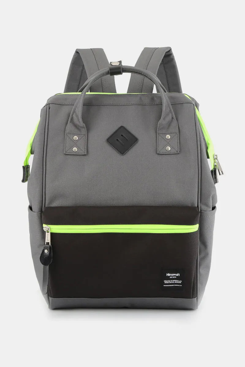 Himawari Contrast Waterproof Backpack Bag with Reinforced Edges Gray One Size Easy Apparels