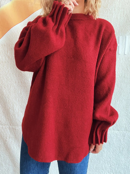 Trendsi Round Neck Dropped Shoulder Sweater
