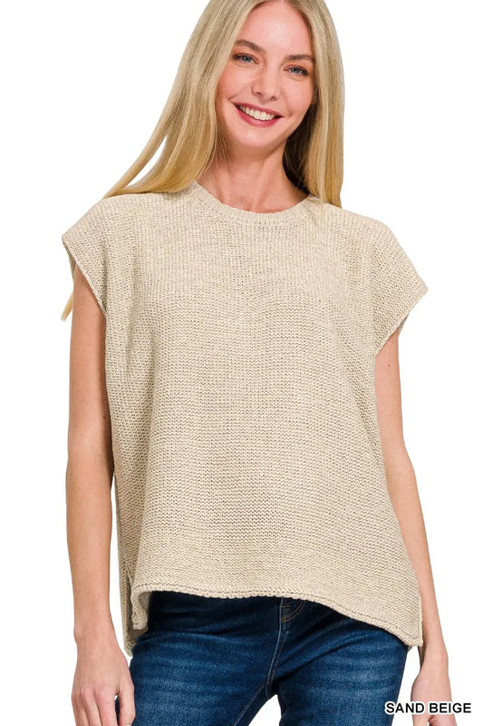 Zenana Oversized Crew Neck Sweater Vest Easy Apparels