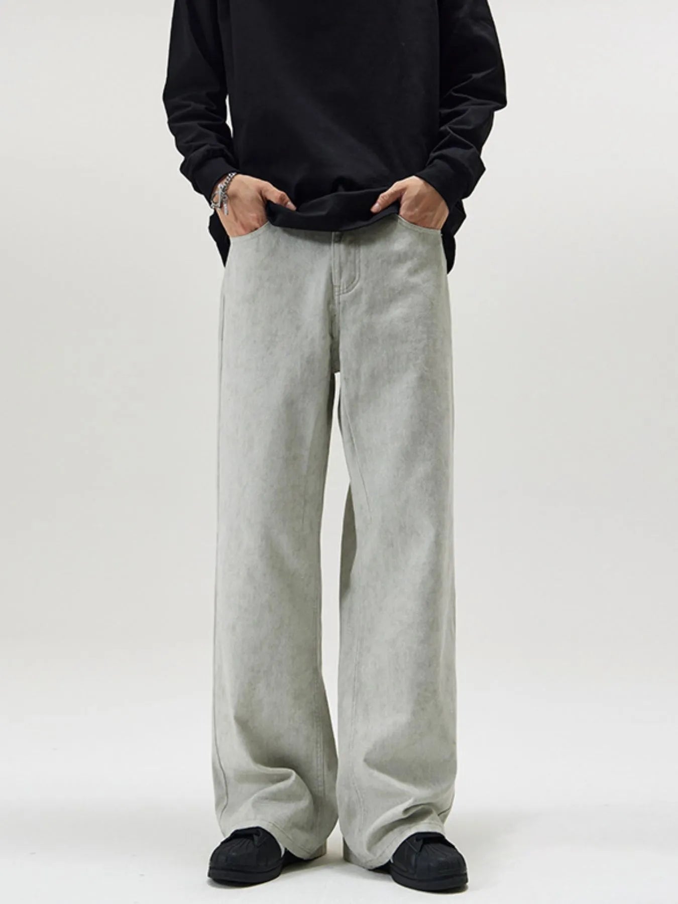 Men's Full Size Washed Wide Leg Pants Plus Size Easy Apparels