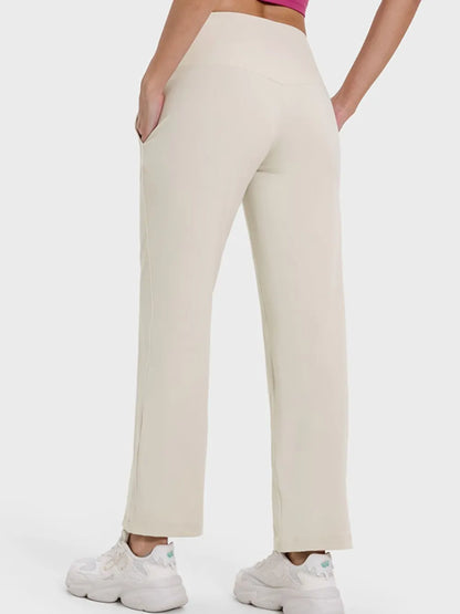 Millennia Pocketed High Waist Active Pants Easy Apparels