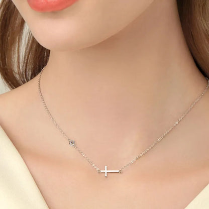 Cross 925 Sterling Silver Moissanite Necklace Easy Apparels