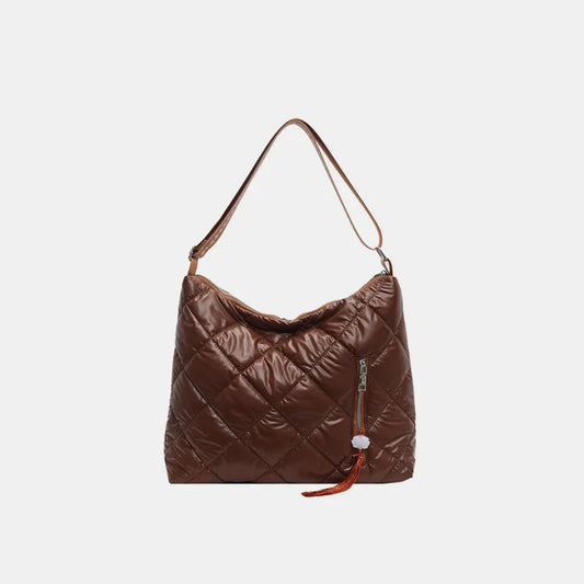 Quilted Nylon Travel Bag Brown One Size Easy Apparels
