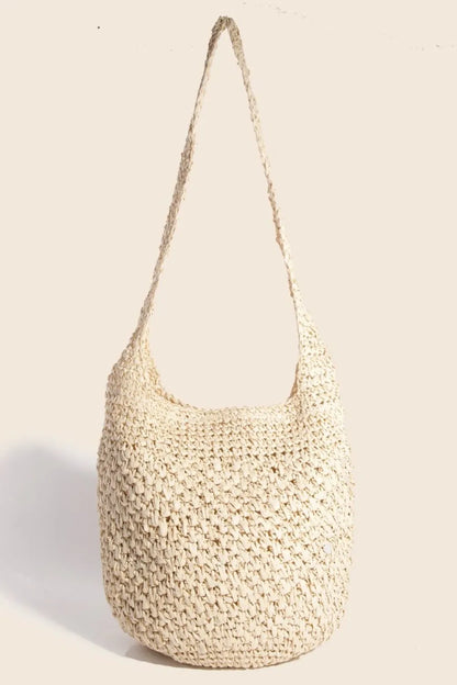 Fame Intricate Braided Hobo Shoulder Bag Pastel Yellow One Size Easy Apparels