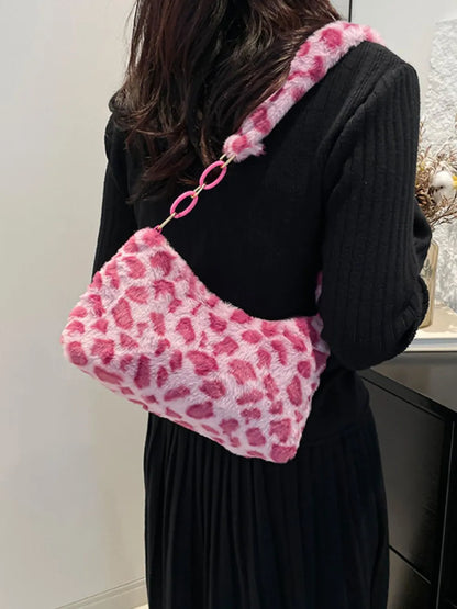 Leopard Fluff Shoulder Bag Easy Apparels