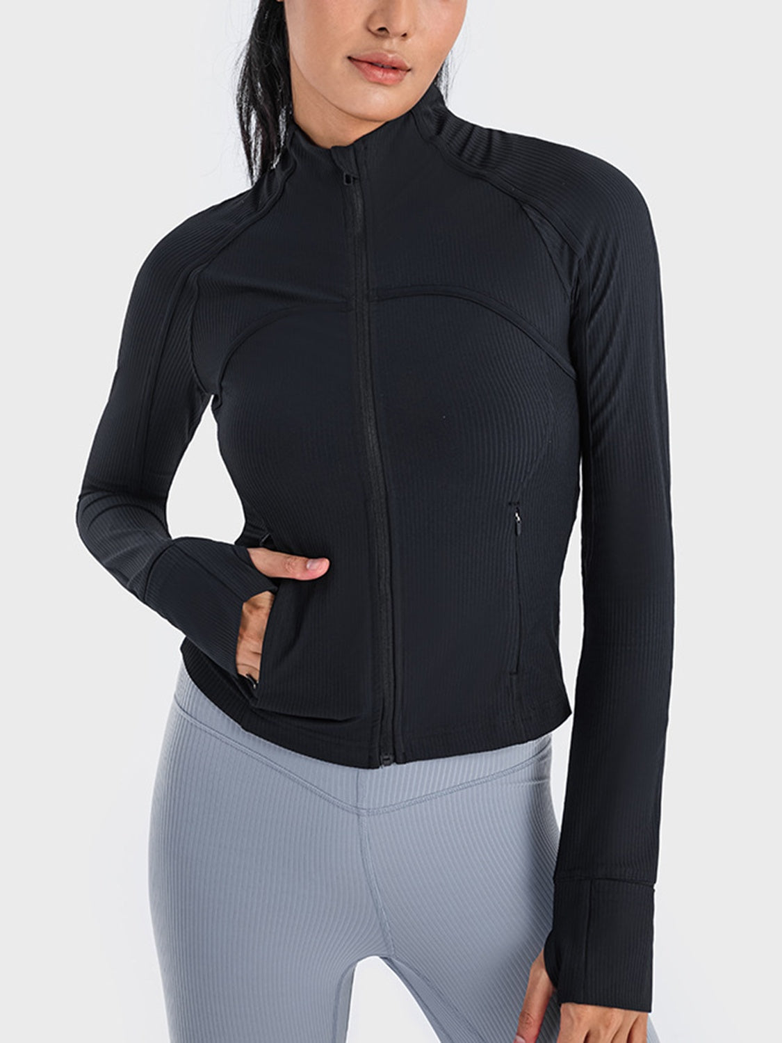 Millennia Zip-Up Long Sleeve Sports Jacket Black Easy Apparels