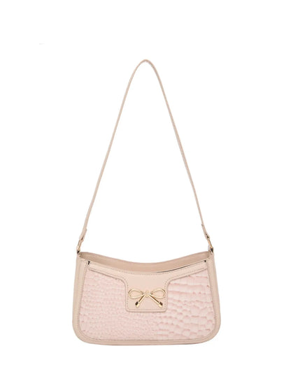 Crocodile Pattern Shoulder Bag with Bow Detail Easy Apparels