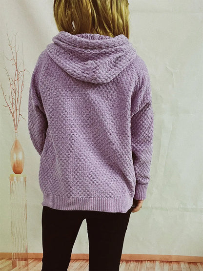 Drawstring Long Sleeve Hooded Sweater Easy Apparels