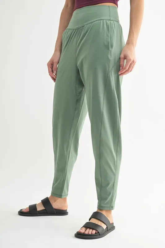 MONO B Flowbarrel High Waist Active Pants Easy Apparels