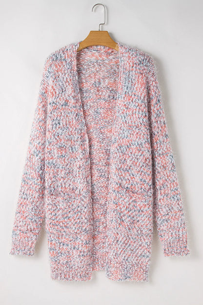 Pocketed Open Front Long Sleeve Cardigan Easy Apparels