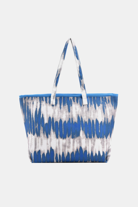 Printed PU Leather Tote Bag Blue One Size Easy Apparels