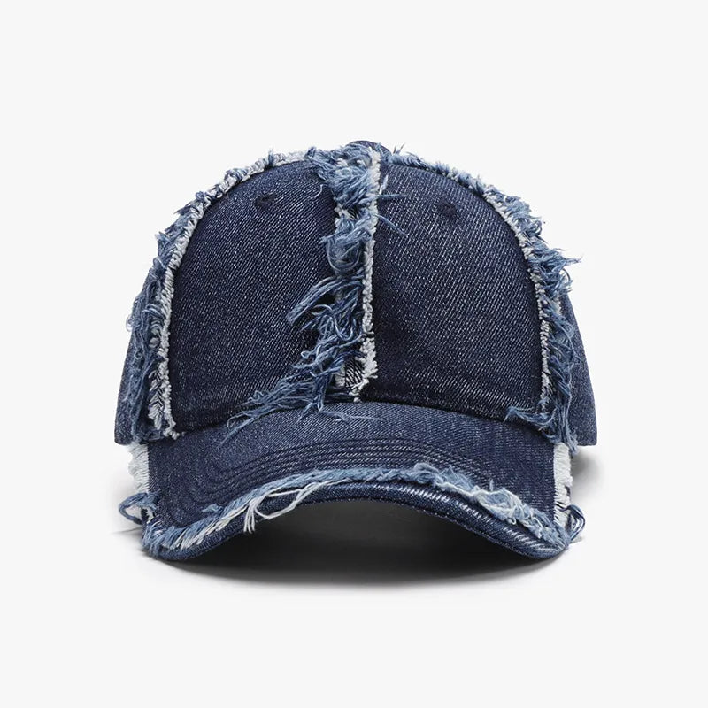 Raw Hem Cotton Baseball Cap Dark One Size Easy Apparels