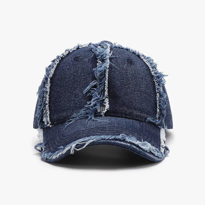 Raw Hem Cotton Baseball Cap Dark One Size Easy Apparels