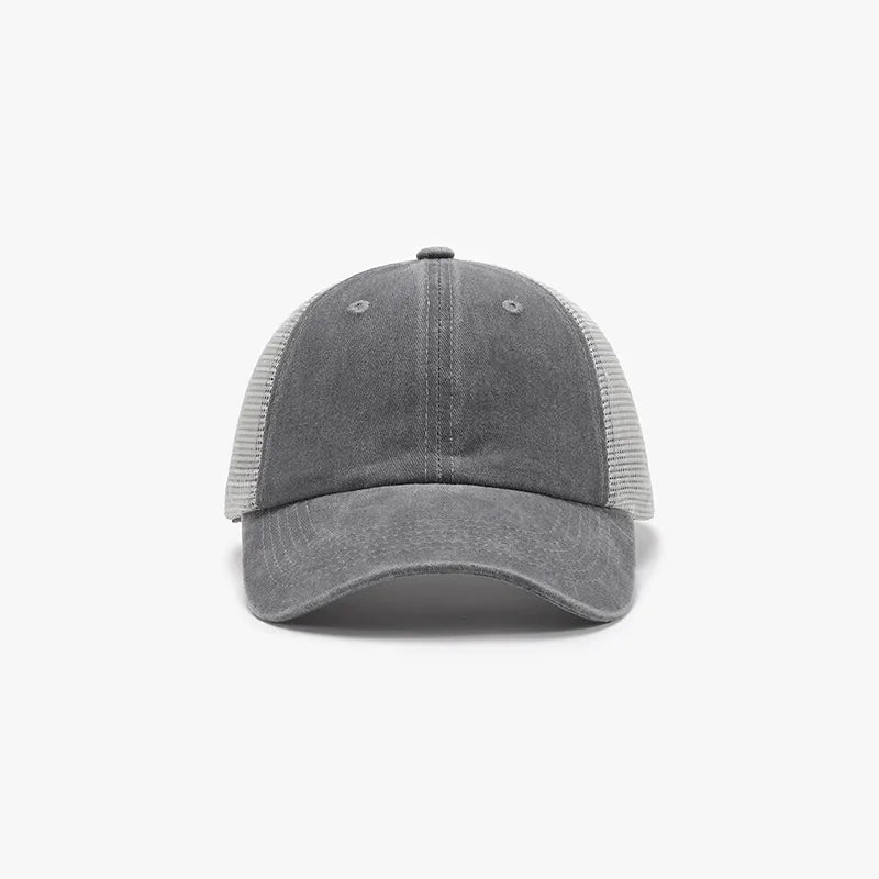 Breathable Mesh Adjustable Baseball Cap Gray One Size Easy Apparels