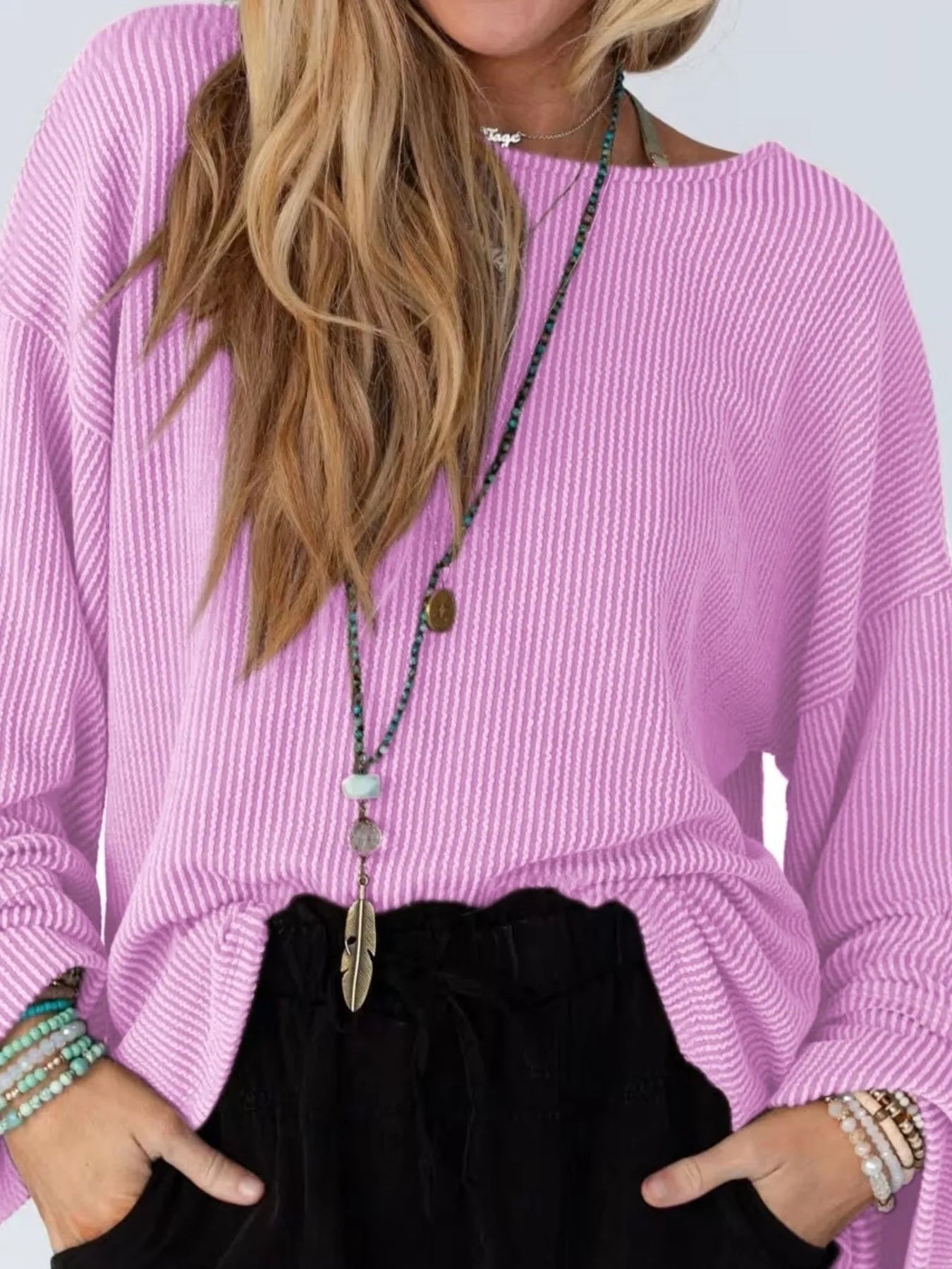 Trendsi Cutout Back Long Sleeve T-Shirt Purple