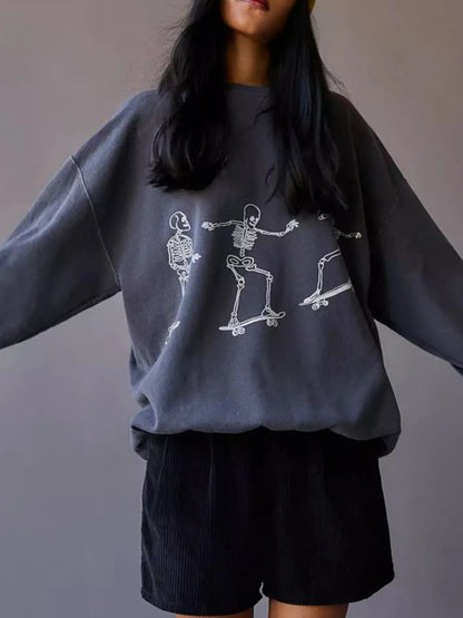 Trendsi Skeleton Graphic Oversized Sweatshirt