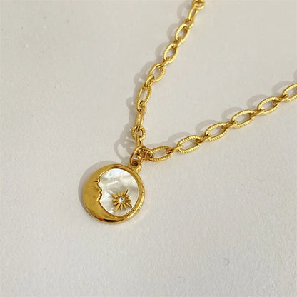 Titanium Steel Sun & Moon Necklace Moon One Size Easy Apparels