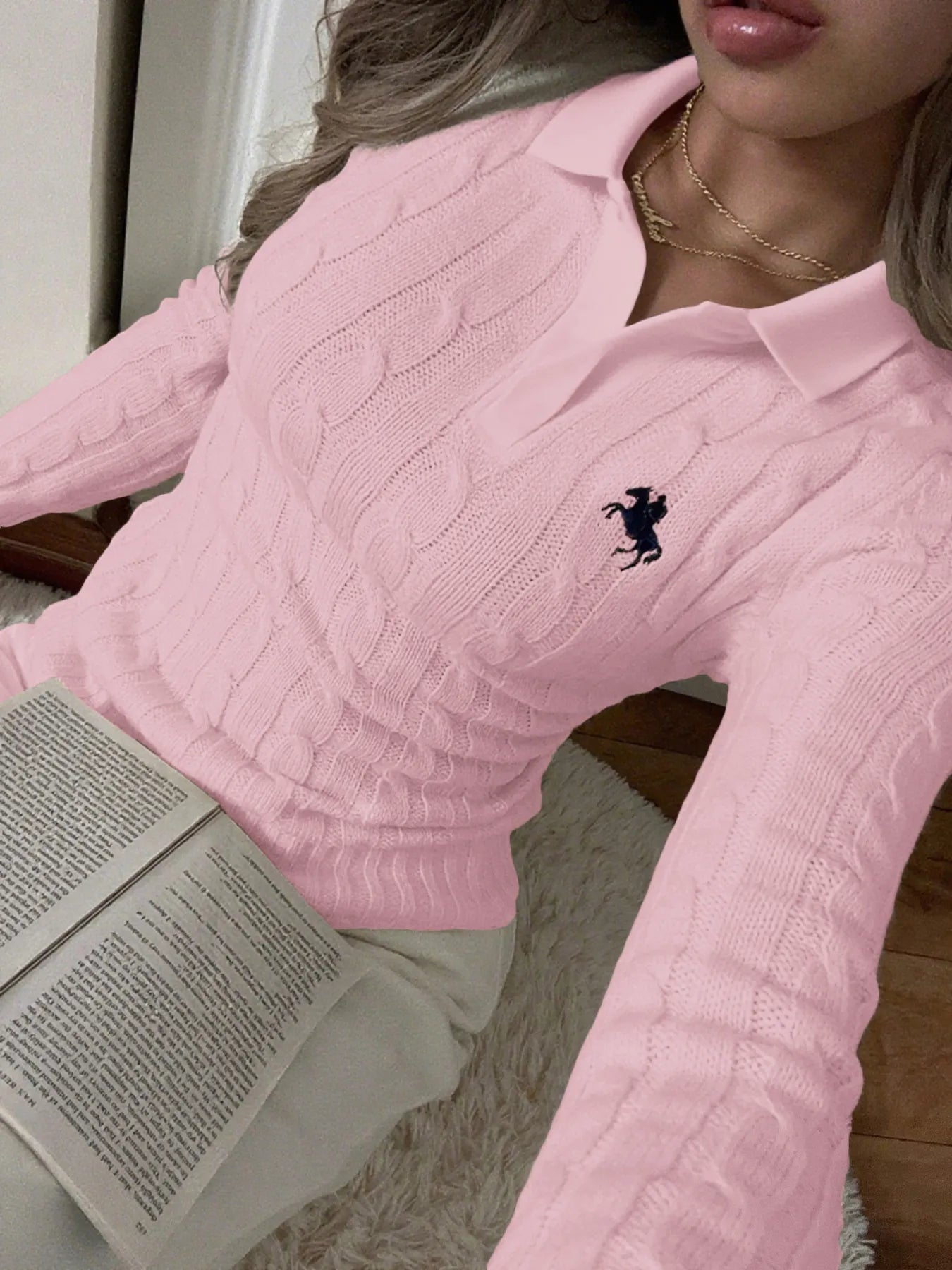 Trendsi Cable Knit Long Sleeve Sweater