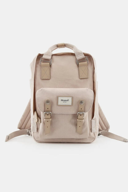 Himawari Contrast Waterproof Nylon Backpack Bag Beige One Size Easy Apparels