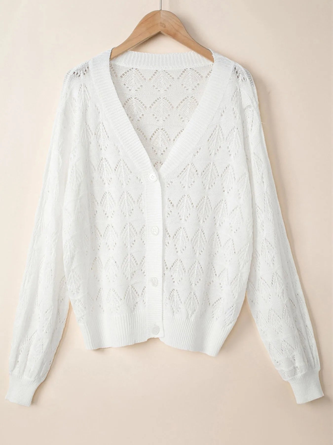 Openwork Button Up Cardigan Easy Apparels
