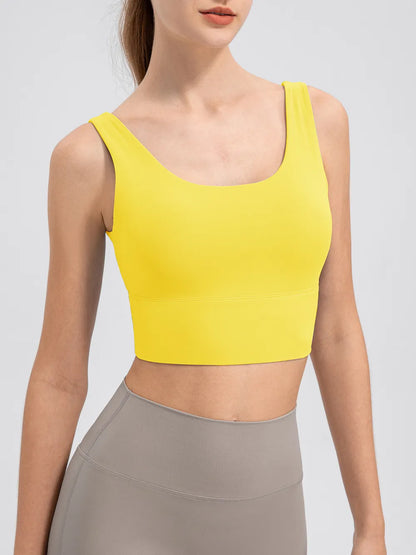 Scoop Neck Wide Strap Active Tank Yellow Easy Apparels