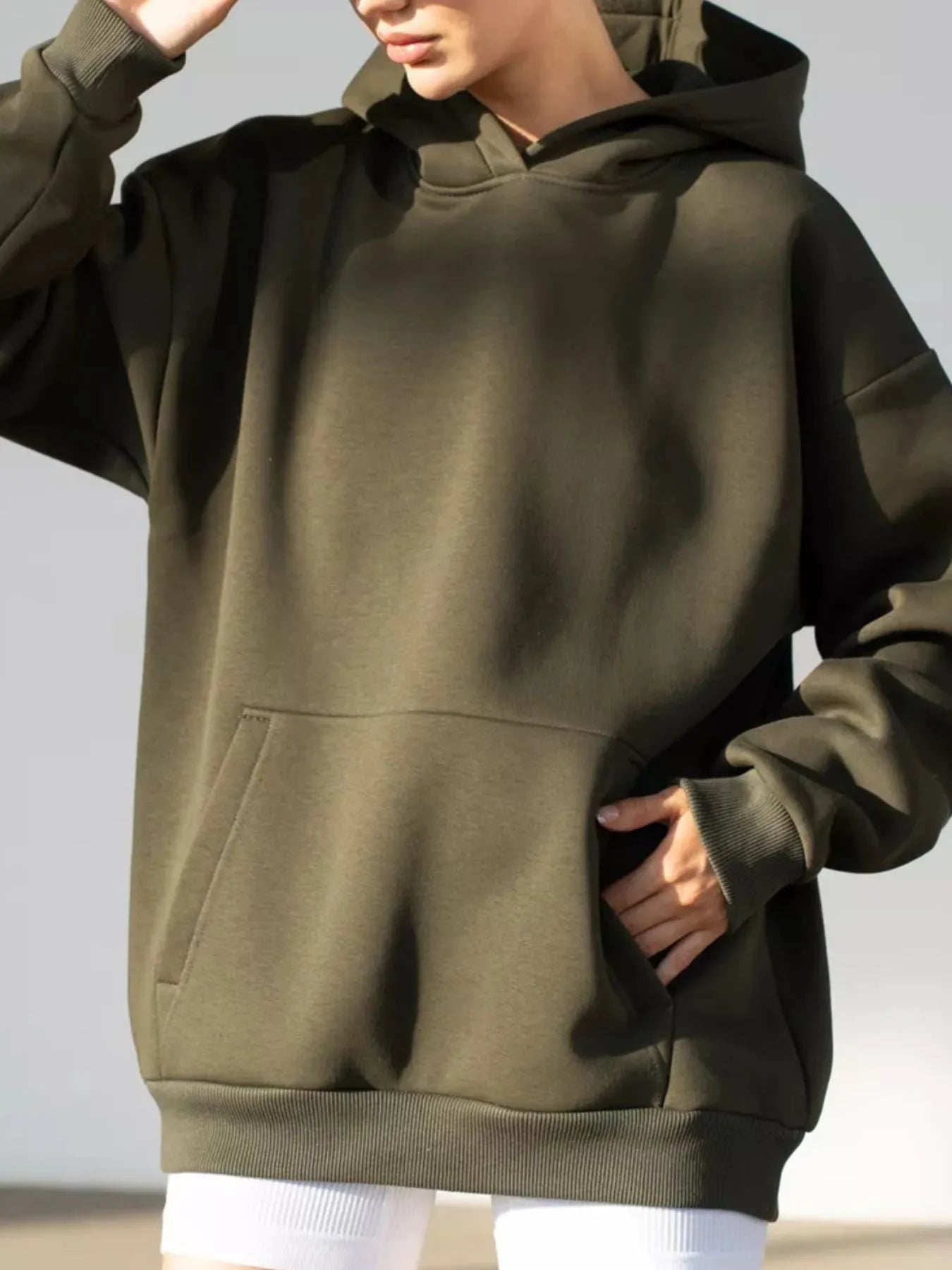 Trendsi Kangaroo Pocket Long Sleeve Hoodie