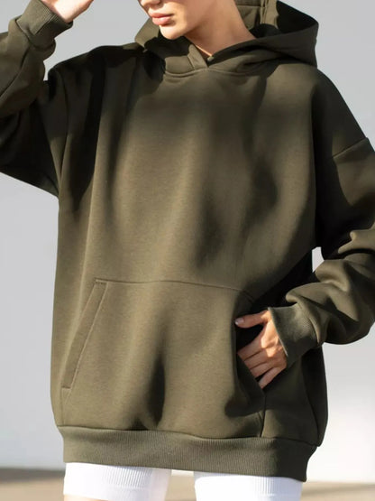 Trendsi Kangaroo Pocket Long Sleeve Hoodie