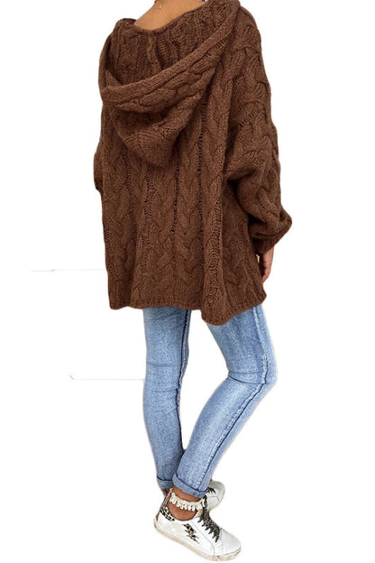 Cable-Knit Hooded Sweater Easy Apparels