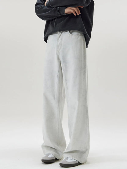 Men's Full Size Washed Wide Leg Pants Plus Size Easy Apparels