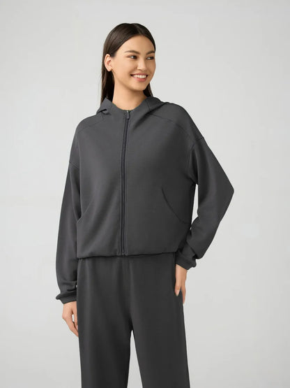 Millennia Zip Up Dropped Shouder Active Hooded Easy Apparels