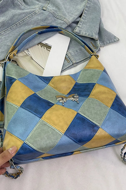 PU Leather Color Block Shoulder Bag Easy Apparels