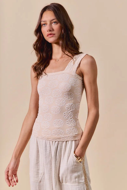 Trendsi SO ME Two Tone Floral Seamless Tank Top