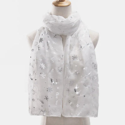 Christmas Element Polyester Scarf White One Size Easy Apparels