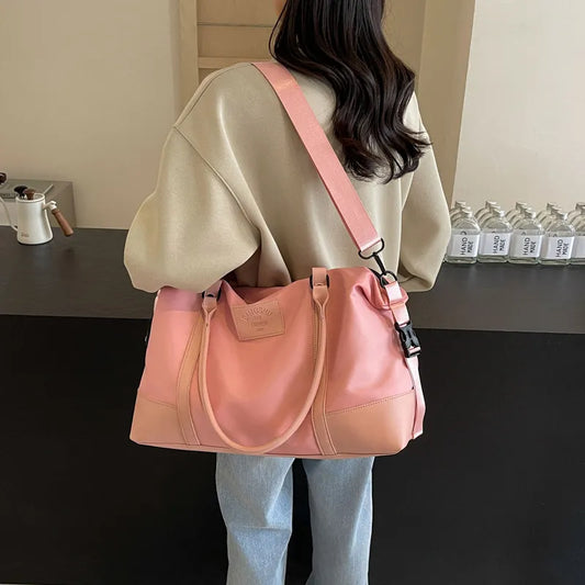 Detachable Crossbody Strap Polyester Travel Bag Blush Pink One Size Easy Apparels