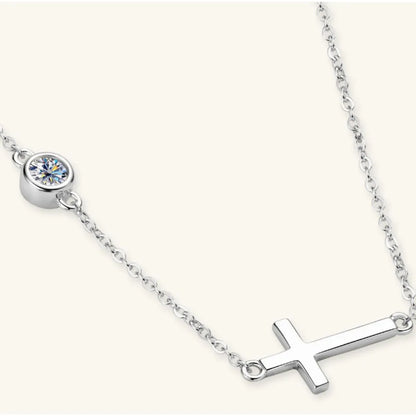 Cross 925 Sterling Silver Moissanite Necklace Easy Apparels