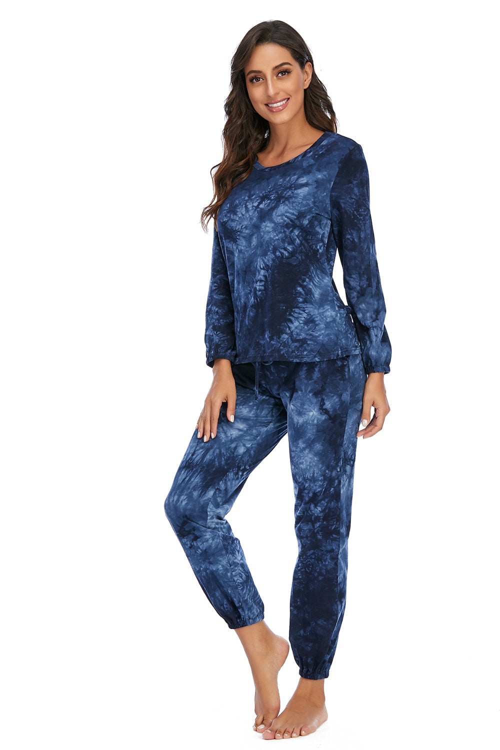 Tie-Dye Top and Drawstring Pants Lounge Set Easy Apparels